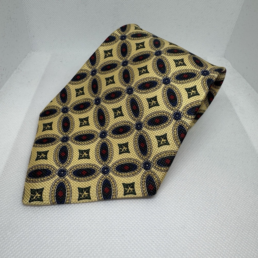 VTG Tommy Hilfiger 100% Imported Italian Silk Men's Necktie Gold Blue Red Green